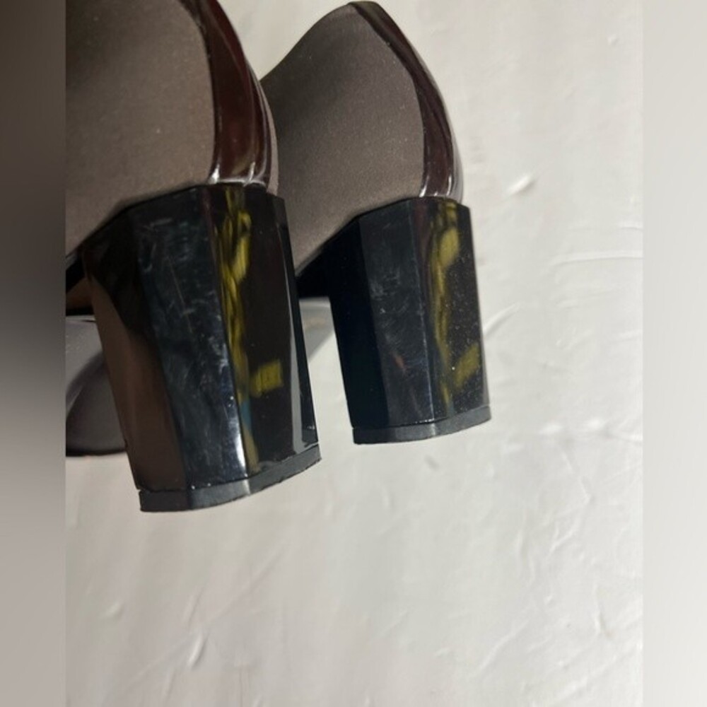 Stuart Weitzman Brown Block Heel Square Toe Pump … - image 5